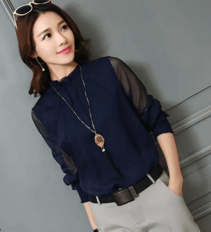 Blusa con Mangas Abullonadas para Mujer | Ideal para Contextos Profesionales o Informales