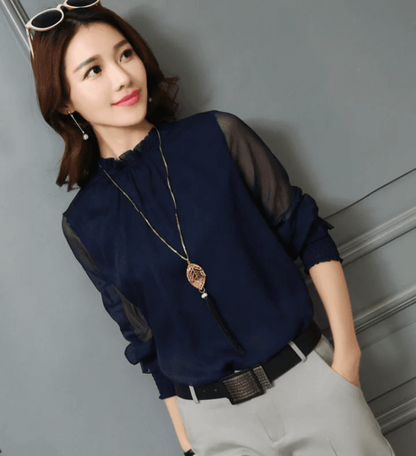 Blusa De Mujer Con Mangas Abullonadas Para Uso Diario | Ideal Para Oficina Y Ocasiones Informales