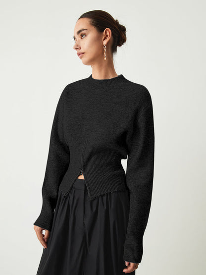 Jersey De Manga Larga Con Cuello Redondo Y Tejido Elástico Para Mujer | Ideal Para Uso Diario