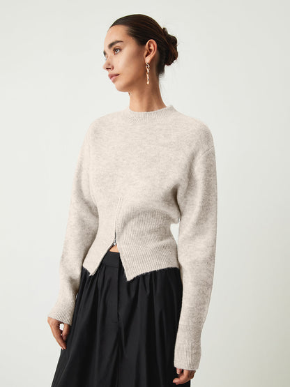 Jersey De Manga Larga Con Cuello Redondo Y Tejido Elástico Para Mujer | Ideal Para Uso Diario