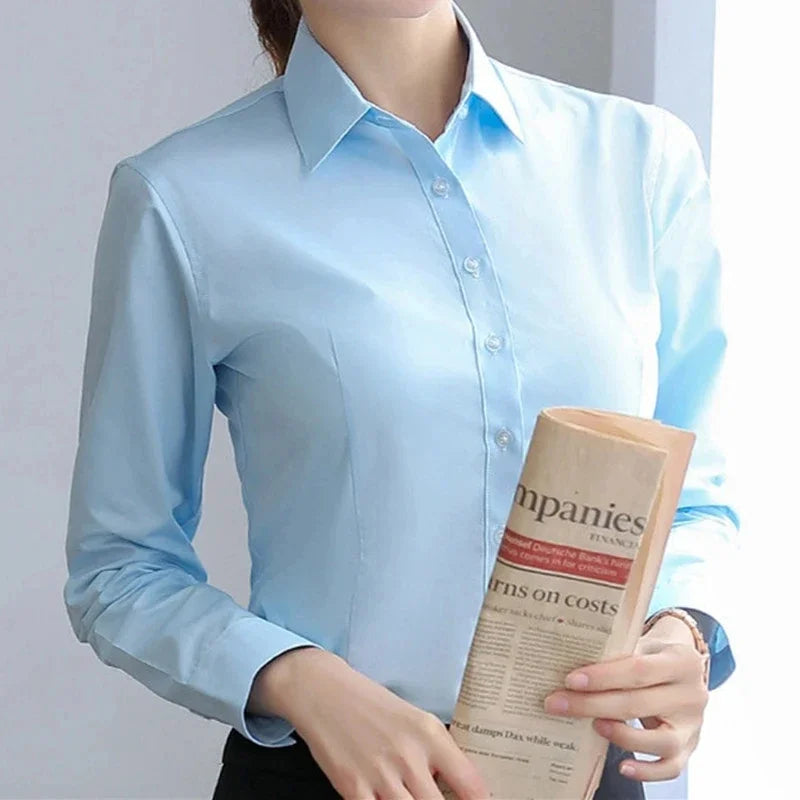 Camisa Con Cierre De Botones Y Corte Estructurado Para Mujer | Ideal Para Oficina Y Ocasiones Formales