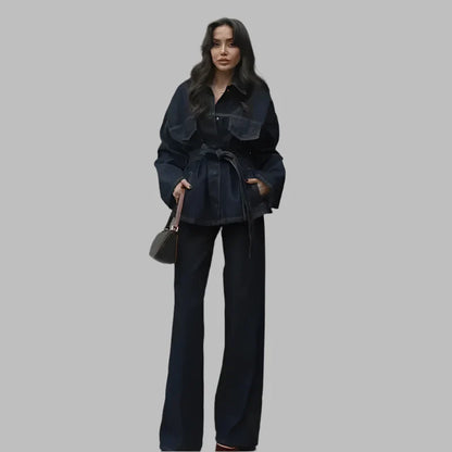 Chaqueta Corta con Cinturón Ajustable y Bolsillos Frontales para Mujer | Ideal para Todo el Año