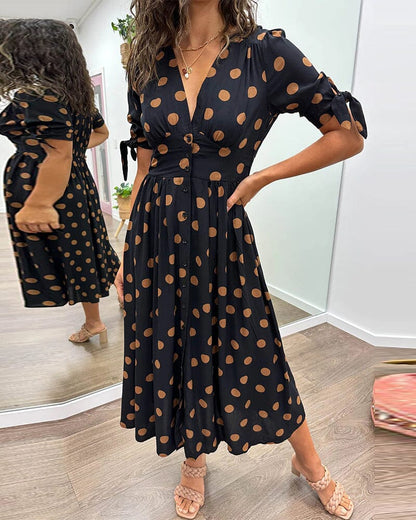 Vestido Midi con Estampado de Lunares para Mujer | Ideal para Salidas y Eventos de Verano