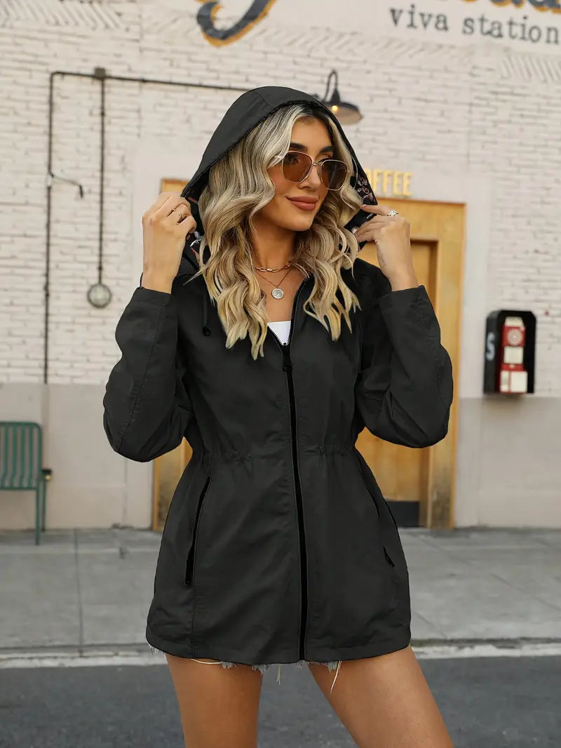 Chaqueta Con Capucha Y Bolsillos Funcionales Para Mujer | Ideal Para Uso Diario Y Actividades Al Aire Libre