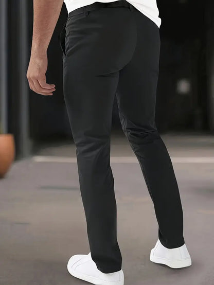 Pantalón Slim con Cintura Ajustada y Bolsillos Laterales para Hombre | Ideal para Uso Diario