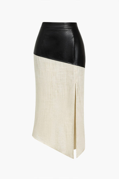Falda Midi de Talle Alto con Diseño Asimétrico y Fenda Lateral para Mujer | Ideal para Uso Diario o Eventos Planificados