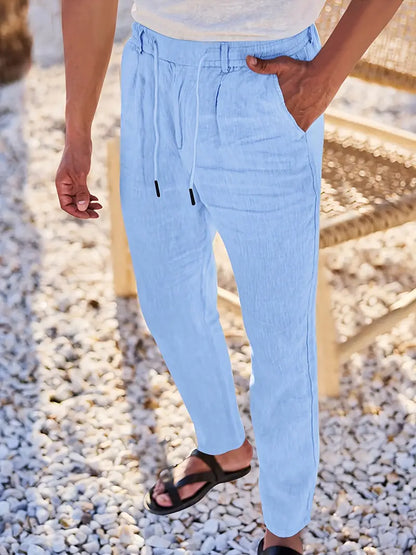 Pantalón Casual de Corte Amplio con Cintura Elástica y Cordón para Hombre | Ideal para Uso Diario