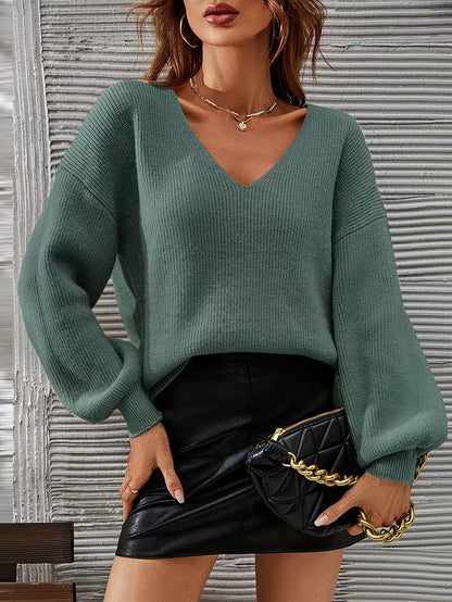 Jersey Con Cuello En V Y Hombros Caídos Para Mujer | Ideal Para Uso Diario