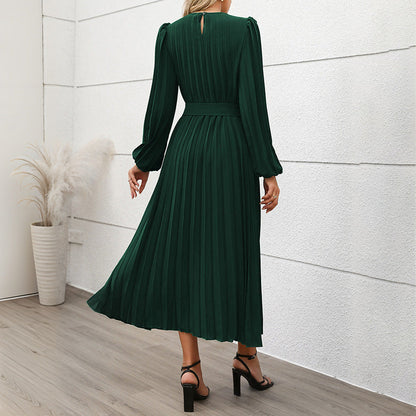 Vestido Midi con Cintura Ceñida y Mangas Ligeramente Abullonadas para Mujer | Ideal para Ceremonias y Ocasiones Especiales