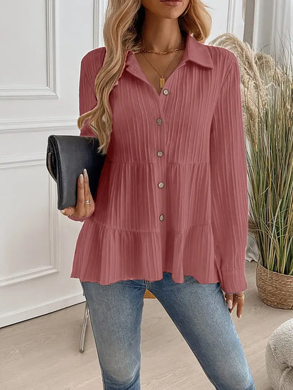Camisa Con Cierre De Botones Y Corte Fluido Para Mujer | Ideal Para Oficina Y Uso Diario