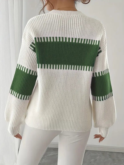 Jersey De Manga Larga Con Cuello Redondo Para Mujer | Ideal Para Uso Diario Y Trabajo