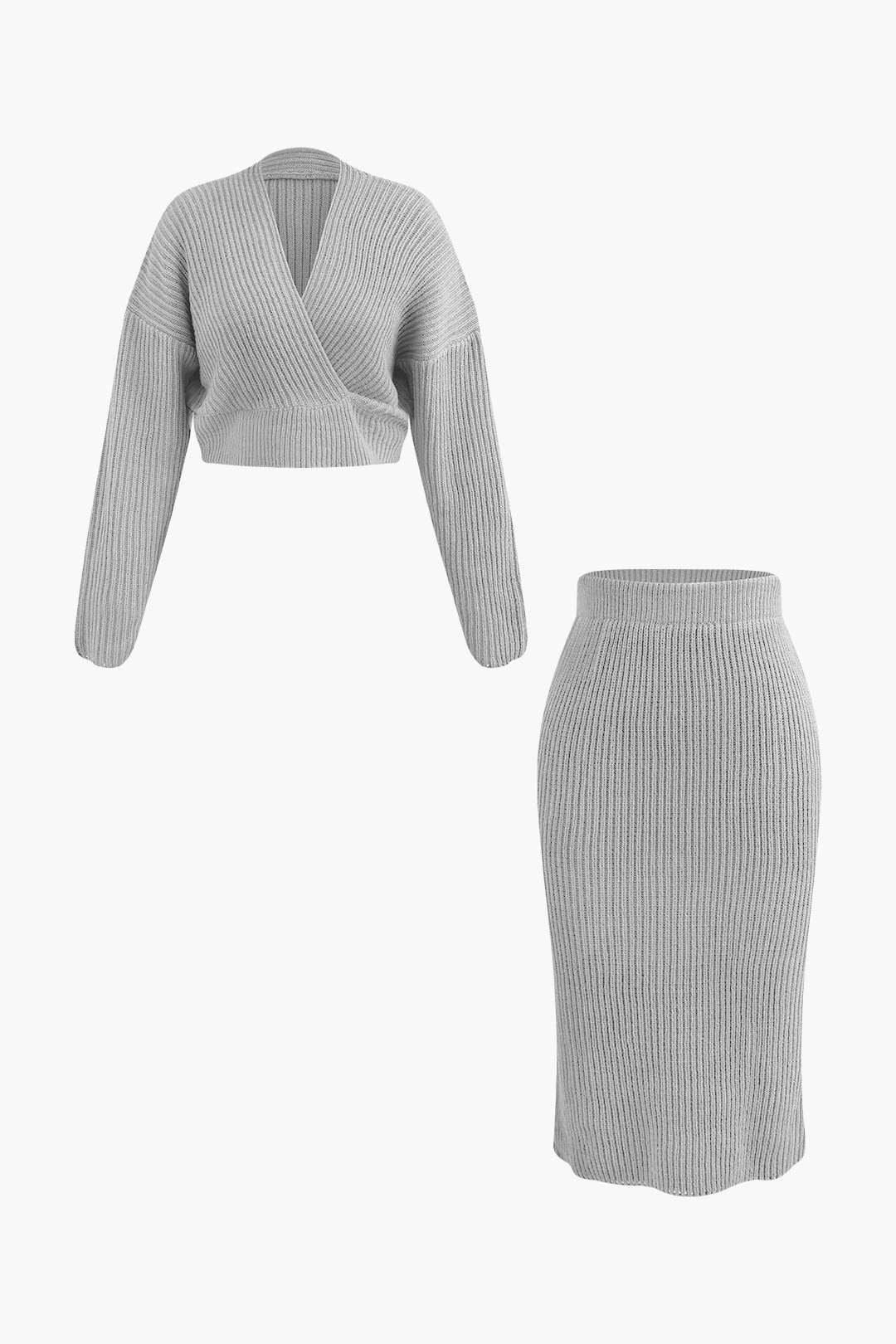 Conjunto De Dos Piezas Para Mujer Con Top Cruzado Y Falda Lápiz | Ideal Para Uso Diario Y Trabajo