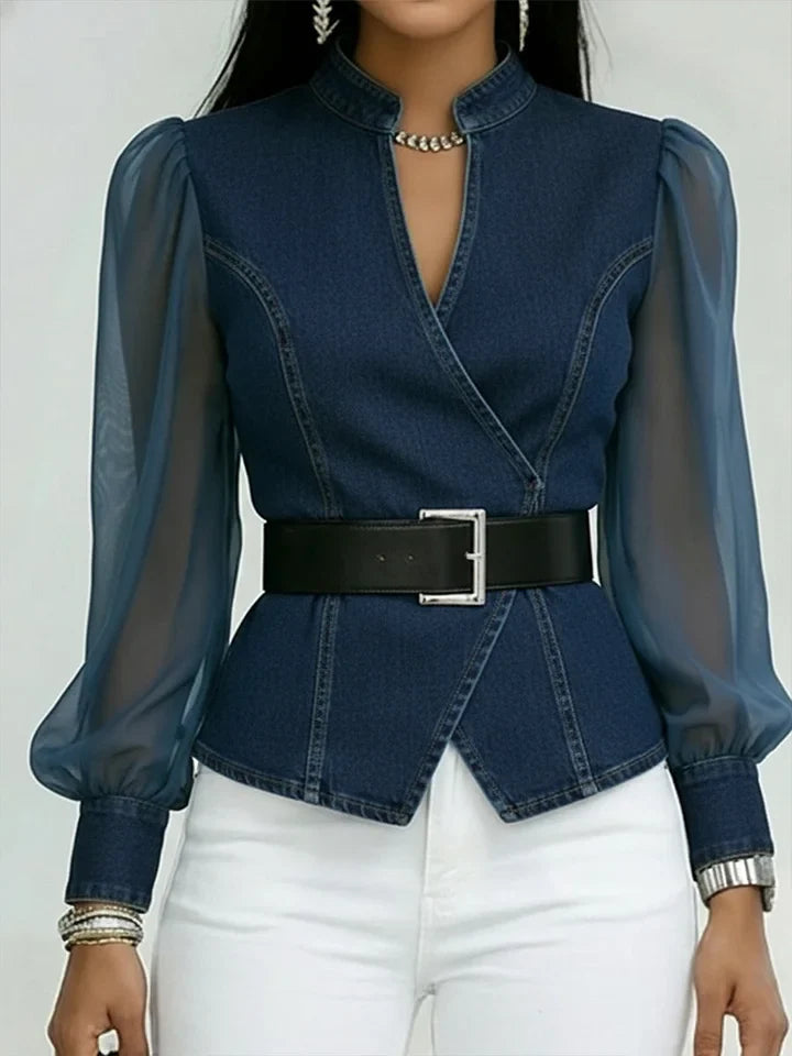 Blusa con Delantero Cruzado y Cinturón Integrado para Mujer | Ideal para Uso Diario o Eventos