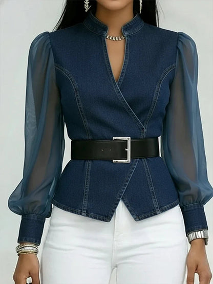 Blusa con Delantero Cruzado y Cinturón Integrado para Mujer | Ideal para Uso Diario o Eventos
