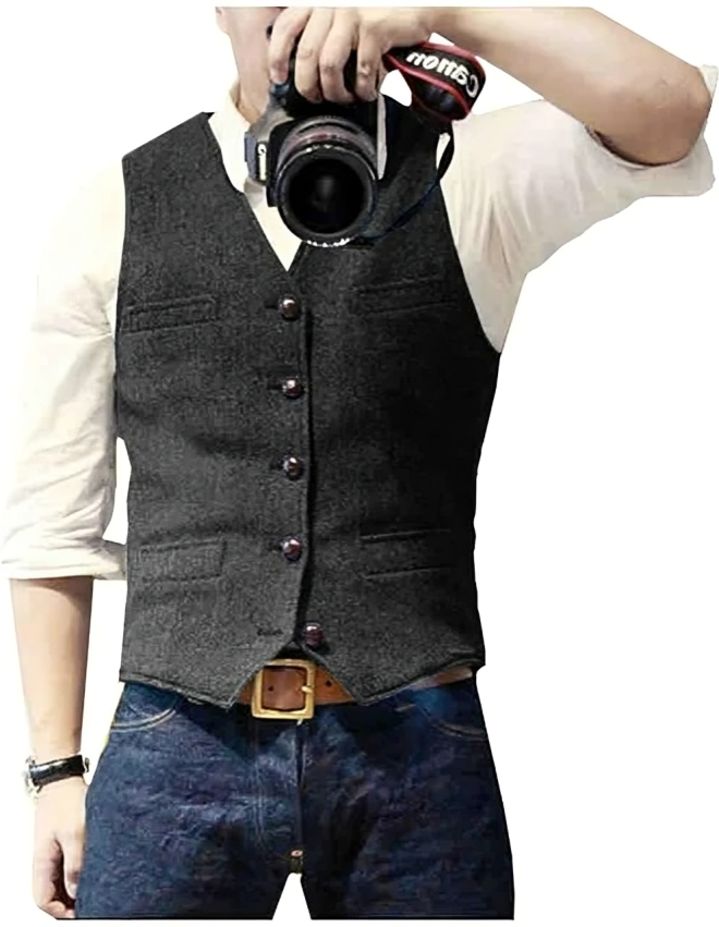 Chaleco Vaquero con Cuello en V y Corte Recto para Hombre | Ideal para Uso Diario