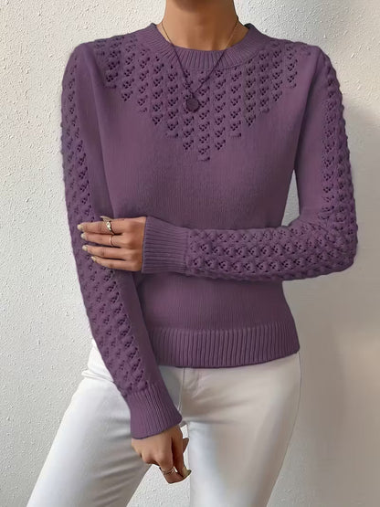 Jersey De Manga Larga Con Detalles De Encaje Para Mujer | Ideal Para Uso Diario Y Superposición