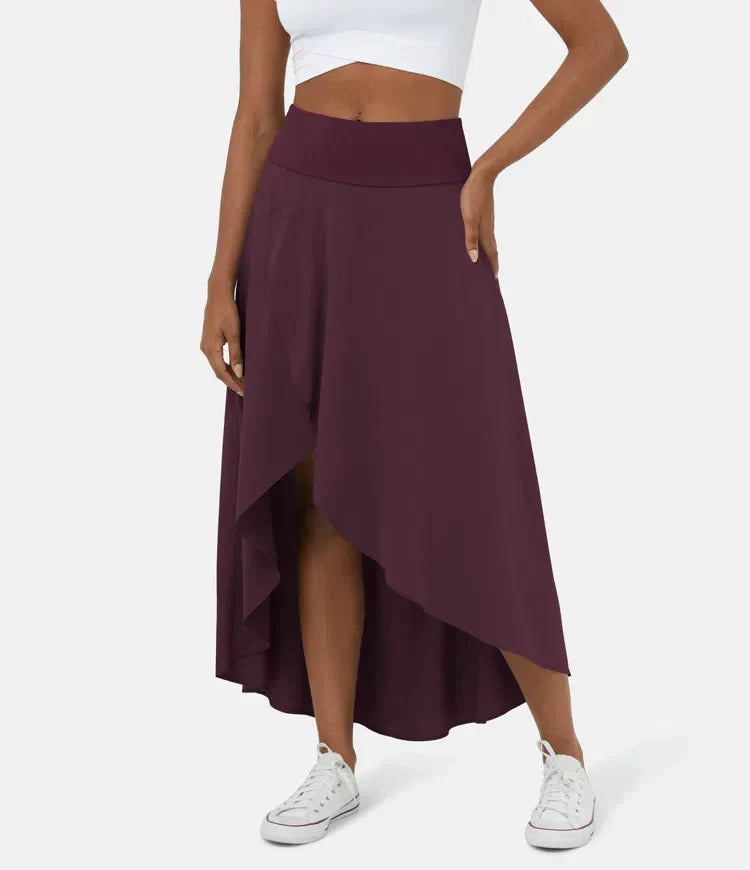Falda Midi De Talle Alto Con Bajo Fruncido Para Mujer | Ideal Para Uso Diario