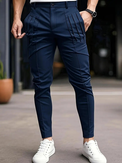 Pantalón Slim con Cintura Ajustada y Bolsillos Laterales para Hombre | Ideal para Uso Diario
