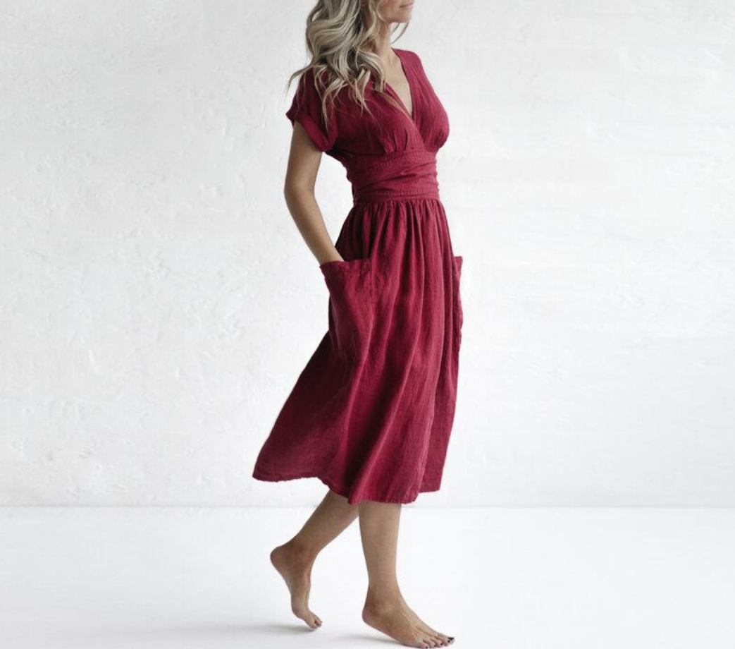 Vestido Cruzado con Cinturón Ajustable para Mujer | Ideal para Uso Diario