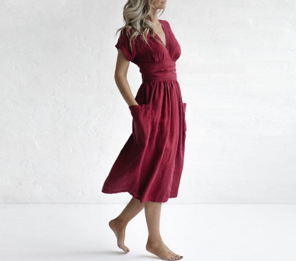 Vestido Cruzado con Cinturón Ajustable para Mujer | Ideal para Uso Diario