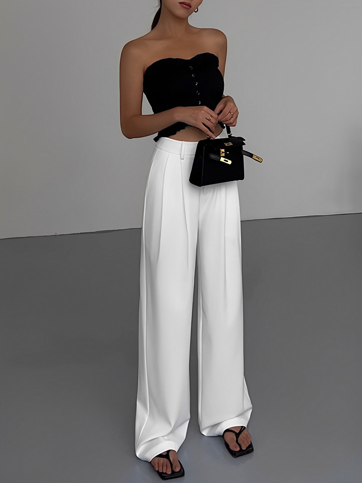 Pantalón Ancho de Talle Alto con Piernas Largas para Mujer | Ideal para Oficina o Uso Diario