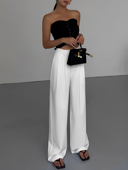Pantalón Ancho de Talle Alto con Piernas Largas para Mujer | Ideal para Oficina o Uso Diario