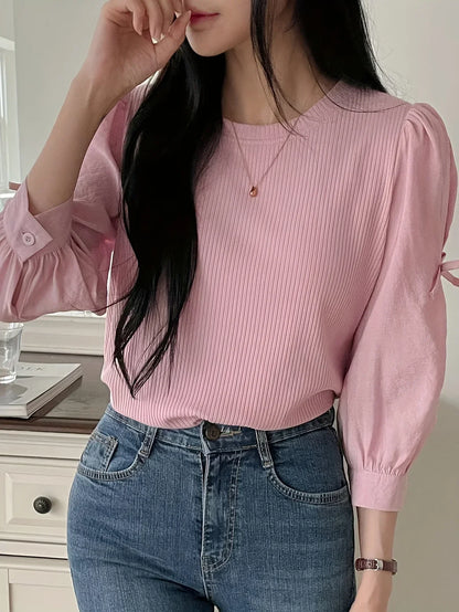 Blusa Con Detalle De Nudo En El Cuello Para Mujer | Ideal Para Uso Diario Y Oficina