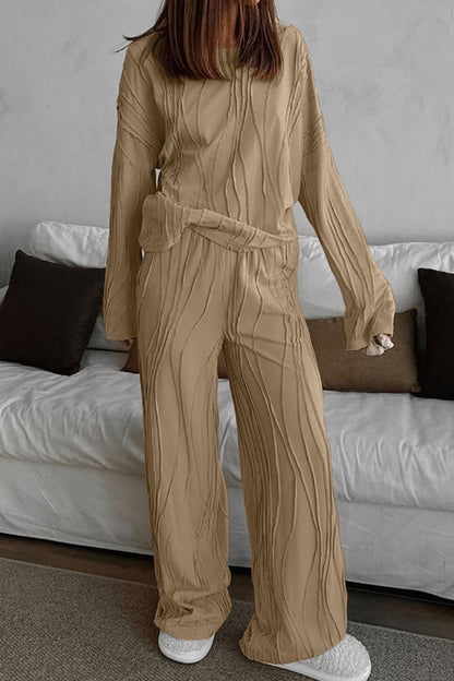 Conjunto De Dos Piezas con Top De Manga Larga y Pantalón Recto para Adultos | Ideal para Uso Diario