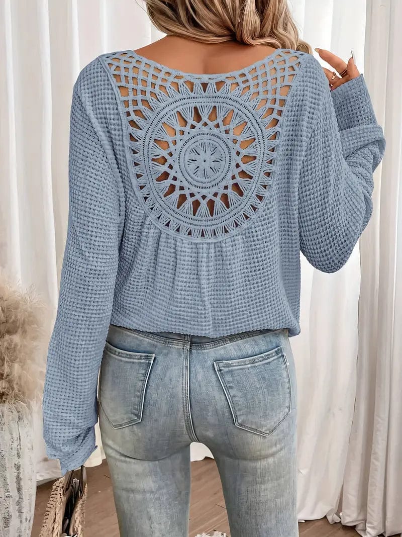 Jersey Con Cuello En V Y Textura Gofrada Para Mujer | Ideal Para Uso Diario U Ocasional