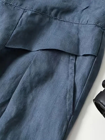 Pantalón De Corte Amplio Con Cintura Elástica Trasera Y Bolsillos Laterales Para Mujer | Ideal Para Uso Diario
