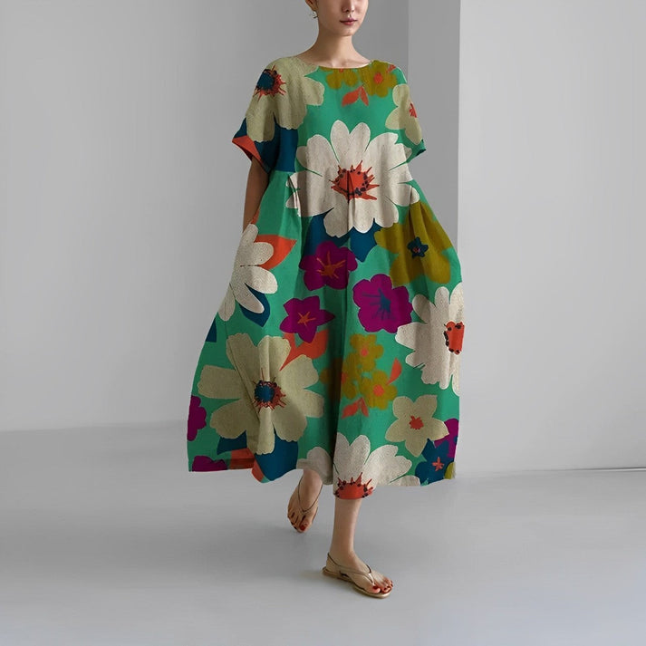 Vestido Midi Con Estampado Floral Y Corte Relajado Para Mujer | Ideal Para Uso Diario Y Salidas Informales