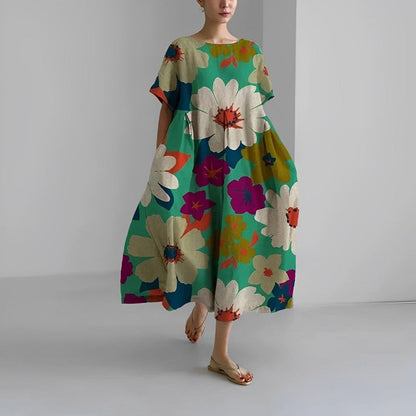Vestido Midi Con Estampado Floral Y Corte Relajado Para Mujer | Ideal Para Uso Diario Y Salidas Informales