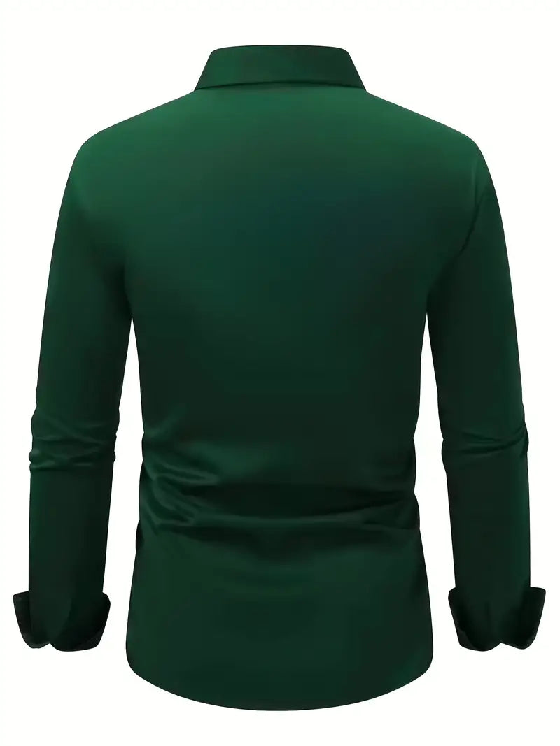 Camisa De Manga Larga Con Cierre De Botones Para Hombres | Ideal Para Uso Diario Y Ocasiones Formales