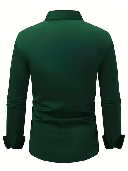 Camisa De Manga Larga Con Cierre De Botones Para Hombres | Ideal Para Uso Diario Y Ocasiones Formales