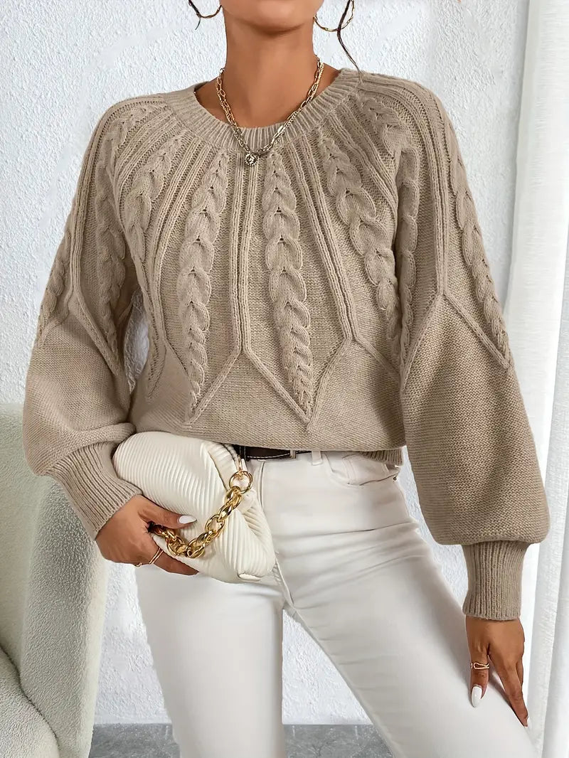 Jersey de Punto Grueso con Mangas Abullonadas para Mujer | Ideal para Temporadas Frescas