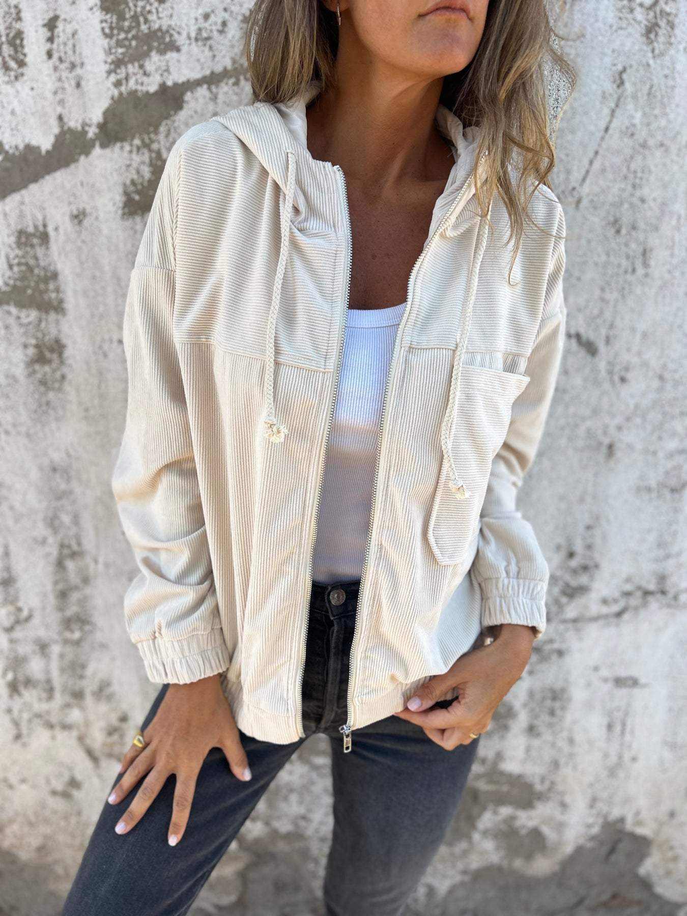 Chaqueta Con Cremallera Frontal Y Capucha Para Mujer | Ideal Para Entretiempo
