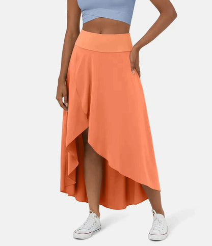 Falda Midi De Talle Alto Con Bajo Fruncido Para Mujer | Ideal Para Uso Diario