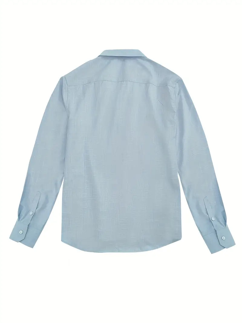 Camisa de Manga Larga con Cierre de Botones y Detalles Contrastantes para Hombre | Ideal para Uso Diario y Contextos Formales