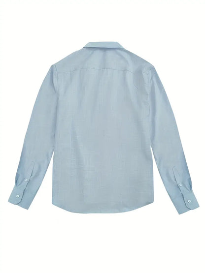 Camisa de Manga Larga con Cierre de Botones y Detalles Contrastantes para Hombre | Ideal para Uso Diario y Contextos Formales