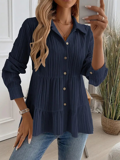 Camisa Con Cierre De Botones Y Corte Fluido Para Mujer | Ideal Para Oficina Y Uso Diario