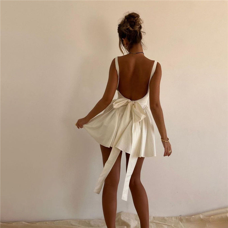 Vestido Corto Con Tirantes Finos Y Escote Cuadrado Para Mujer | Ideal Para Uso Diario Y Verano