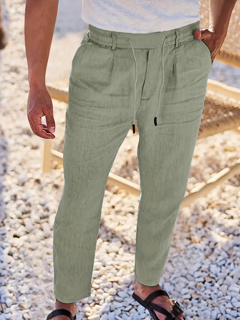 Pantalón Casual de Corte Amplio con Cintura Elástica y Cordón para Hombre | Ideal para Uso Diario