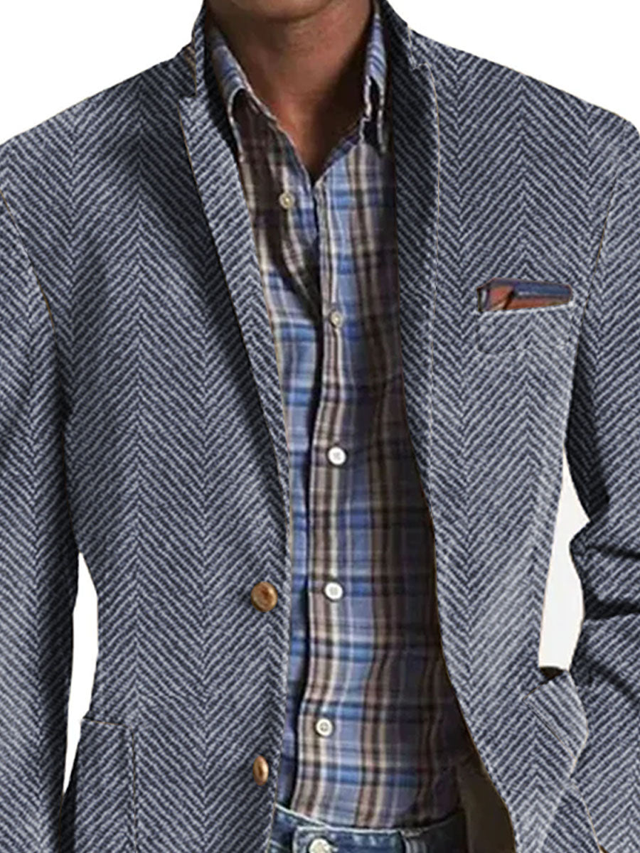 Blazer con Motivo Chevron para Hombre | Ideal para Uso Profesional
