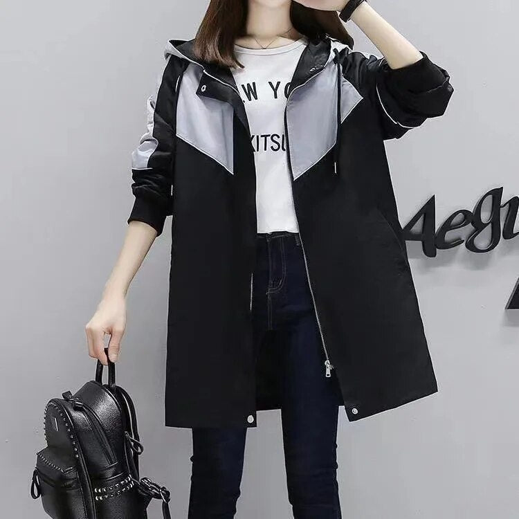 Trench Coat De Largo Medio Con Capucha Para Mujer | Ideal Para Primavera Y Otoño