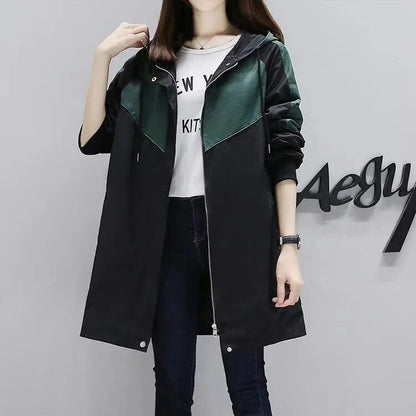 Trench Coat De Largo Medio Con Capucha Para Mujer | Ideal Para Primavera Y Otoño