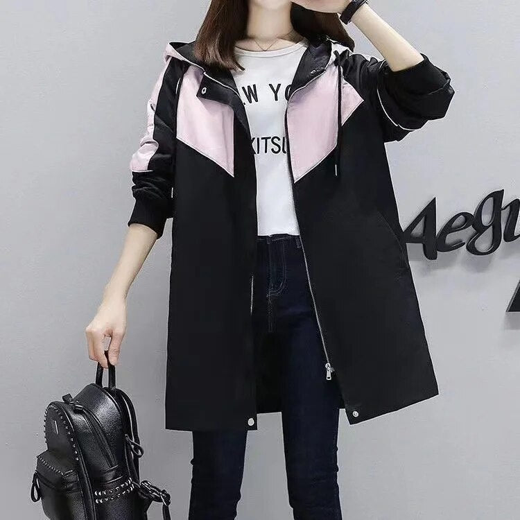 Trench Coat De Largo Medio Con Capucha Para Mujer | Ideal Para Primavera Y Otoño