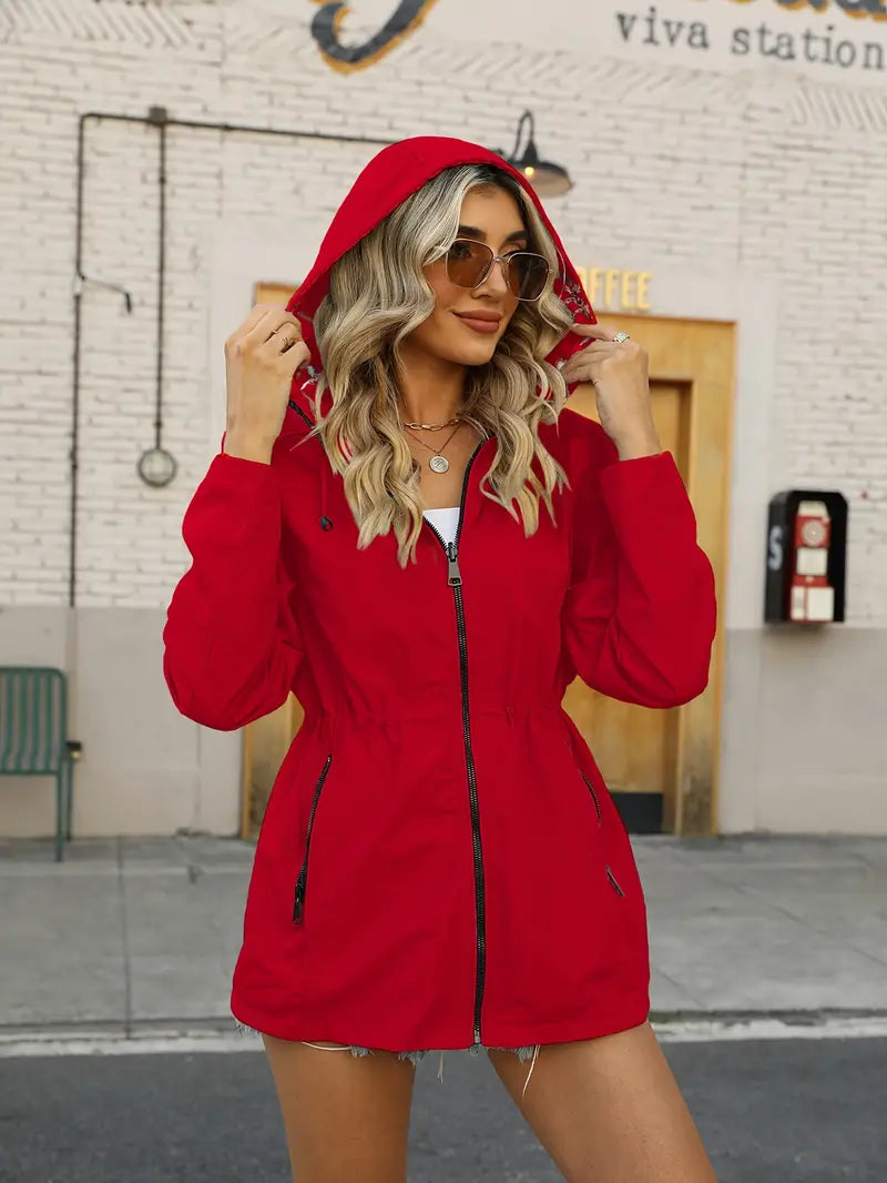 Chaqueta Con Capucha Y Bolsillos Funcionales Para Mujer | Ideal Para Uso Diario Y Actividades Al Aire Libre