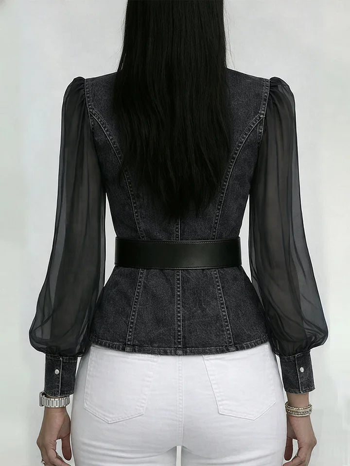 Blusa con Delantero Cruzado y Cinturón Integrado para Mujer | Ideal para Uso Diario o Eventos