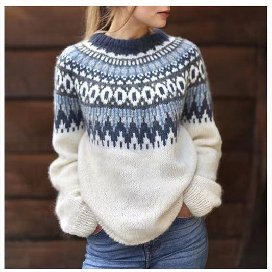 Pullover Con Diseño Tradicional Y Cuello Redondo Para Mujer | Ideal Para Otoño E Invierno