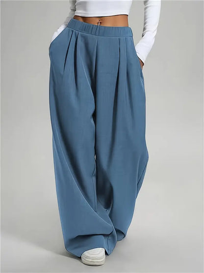 Pantalón De Pierna Ancha Con Tiro Alto Para Mujer | Ideal Para Uso Diario Y Diferentes Ocasiones